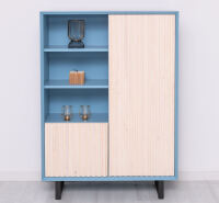 Highboard Skandi mit Holztüren in Lamellenoptik shabby chic / antik look
