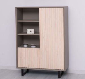 Highboard Skandi mit Holztüren in Lamellenoptik Konfigurator alles frei wählbar