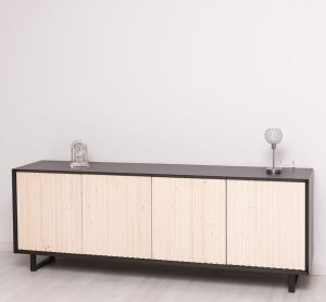 Sideboard Skandi mit Holztüren in Lamellenoptik