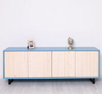 Sideboard Skandi mit Holztüren in Lamellenoptik