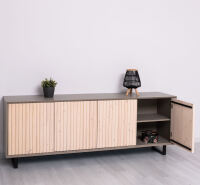 Sideboard Skandi mit Holztüren in Lamellenoptik