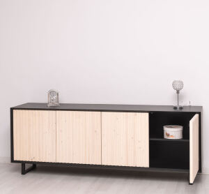 Sideboard Skandi mit Holztüren in Lamellenoptik Konfigurator alles frei wählbar