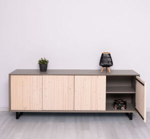 Sideboard Skandi mit Holztüren in Lamellenoptik Konfigurator alles frei wählbar