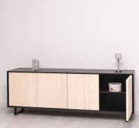 Sideboard Skandi mit Holztüren in Lamellenoptik Konfigurator alles frei wählbar