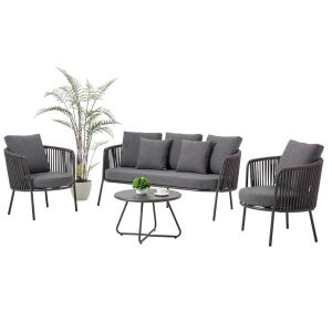 Garten-Loungemöbel-Set 4-teilig dunkelgrau