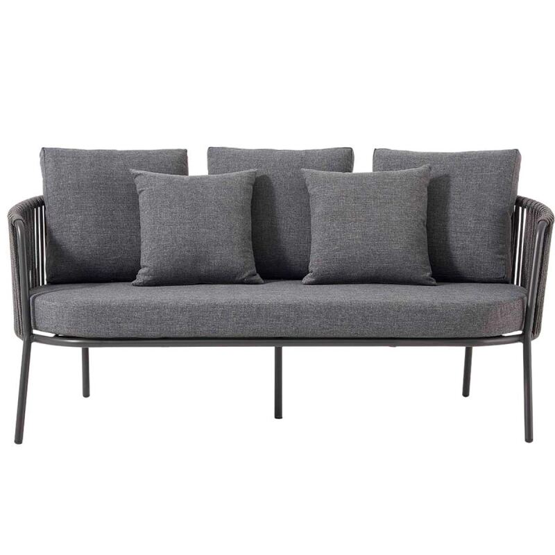 Modernes Outdoor-Sofa 2-Sitzer, dunkelgrau