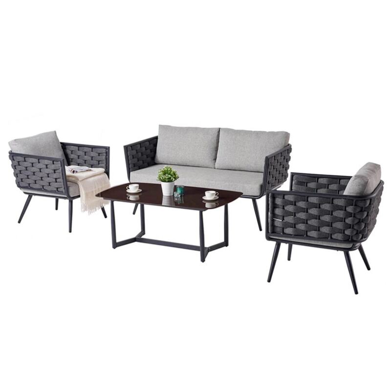 Außergewöhnliches Loungemöbel-Set 4-teilig grau