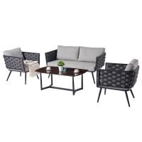 Außergewöhnliches Loungemöbel-Set 4-teilig grau