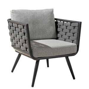 Terrassen-Sessel Outdoor Flechtoptik, grau