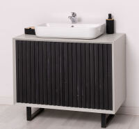Kleiner Waschbecken-Unterschrank in Lamellenoptik