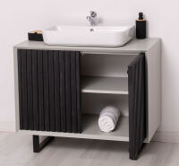 Kleiner Waschbecken-Unterschrank in Lamellenoptik