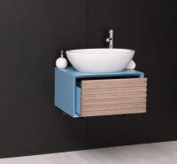 Kleiner Hänge-Waschbecken-Unterschrank in Lamellenoptik
