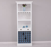 Flaschenregal im Landhausstil weiß antik / himmelblau