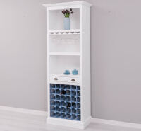 Flaschenregal im Landhausstil weiß antik / himmelblau