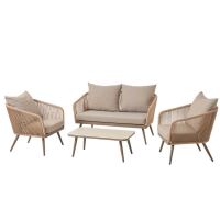 4-teiliges Loungemöbel-Set, creme-beige
