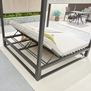 Exklusives Outdoor Himmelbett, beige-anthrazit