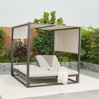 Exklusives Outdoor Himmelbett, beige-anthrazit