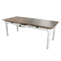 FranzÃ¶sischer Landhausstil Esstisch, altweiÃŸ braun, 210 cm