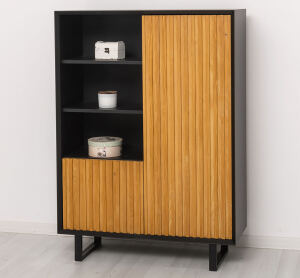 modernes Highboard mit Lamellentüren schwarz /...