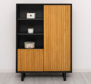 modernes Highboard mit Lamellentüren schwarz /...