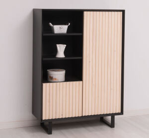 modernes Highboard im Skandi-Look schwarz / weiß...