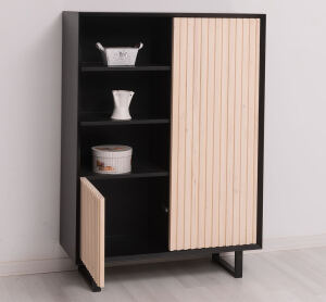 modernes Highboard im Skandi-Look schwarz / weiß geölt