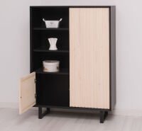 modernes Highboard im Skandi-Look schwarz / weiß geölt