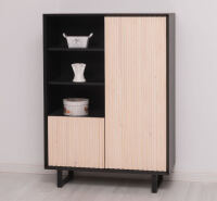modernes Highboard im Skandi-Look schwarz / weiß geölt