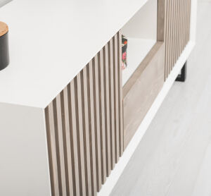 TV-Sideboard im Skandi-Look altweiß / braun gebürstet