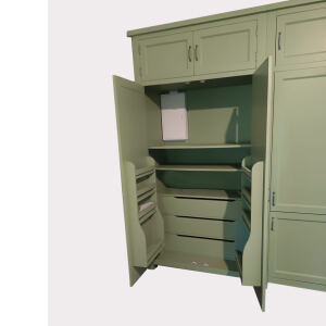Grüner Einbauschrank für Kühlschrank mit viel Stauraum Landhaus