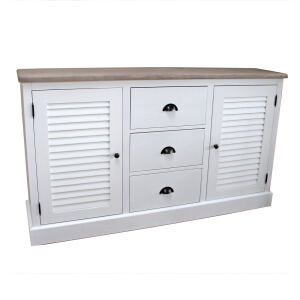 Sideboard mit LamellentÃ¼ren weiÃŸ-hellgrau