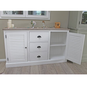 Sideboard mit LamellentÃ¼ren weiÃŸ-hellgrau