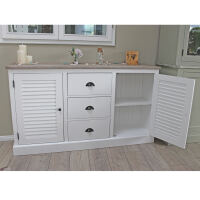 Sideboard mit LamellentÃ¼ren weiÃŸ-hellgrau