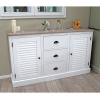 Sideboard mit LamellentÃ¼ren weiÃŸ-hellgrau