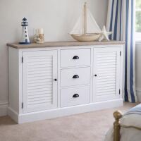 Sideboard mit LamellentÃ¼ren weiÃŸ-hellgrau