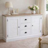 Sideboard mit Lamellentüren weiß-hellgrau