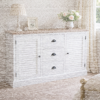 Sideboard mit Lamellentüren weiß-hellgrau