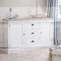Sideboard mit Lamellentüren weiß-hellgrau