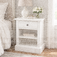 Landhausstil Nachttisch mit Schublade cremeweiß