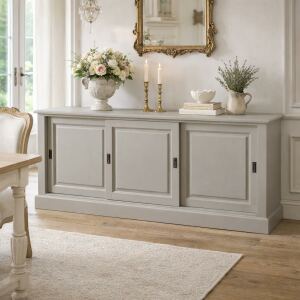 Landhausstil Sideboard mit Schiebetüren steingrau
