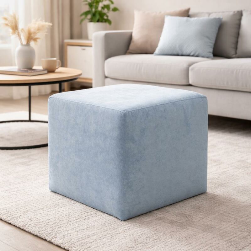 Sitzwürfel Rosalin Microfaser hellblau