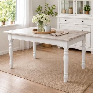 Landhaus Esstisch Shabby Chic weiÃŸ-hellgrau,...
