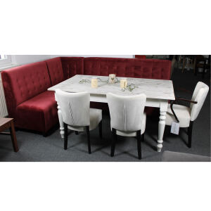 Landhaus Esstisch Shabby Chic weiÃŸ-hellgrau, 160 cm