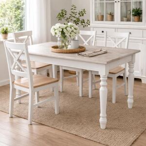 Landhaus Esstisch Shabby Chic weiÃŸ-hellgrau, 160 cm