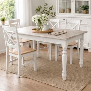 Landhaus Esstisch Shabby Chic weiß-hellgrau, 160 cm