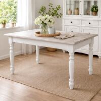 Landhaus Esstisch Shabby Chic weiÃŸ-hellgrau, 160 cm