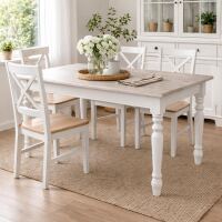 Landhaus Esstisch Shabby Chic weiÃŸ-hellgrau, 160 cm