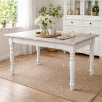 Landhaus Esstisch Shabby Chic weiß-hellgrau, 160 cm