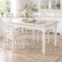 Landhaus Esstisch Shabby Chic weiß-hellgrau, 160 cm
