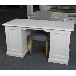 Massivholz Schreibtisch, Soft-Close, cremeweiß